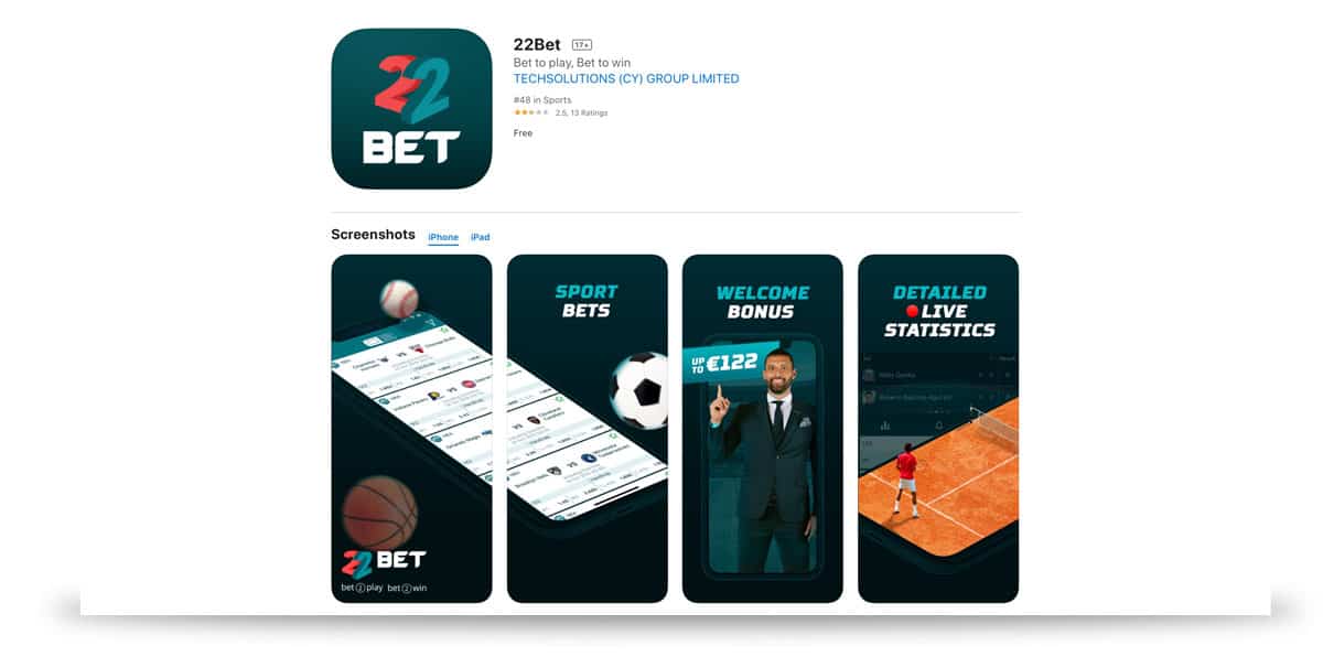 22bet app download for android